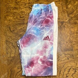 Adidas Pink and Blue Tie-Dye Sweatpants